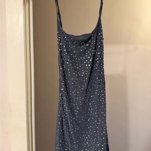 SHEIN Navy Mini Dress with Silver Sequin Detail